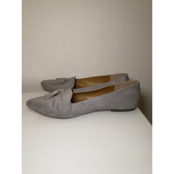 J Crew Biella Tassel Loafer 9.5 Gray Vegan Suede Pointed Toe - Picture 7 of 14
